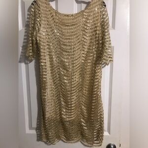 Gold Mini Dress by HAODUOYI Size Large